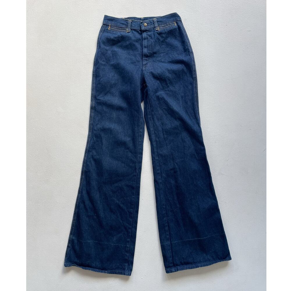 Vtg 70’s LEE Junior Blue Denim High Rise Bellbottom Jeans / 26-27" w / Retro